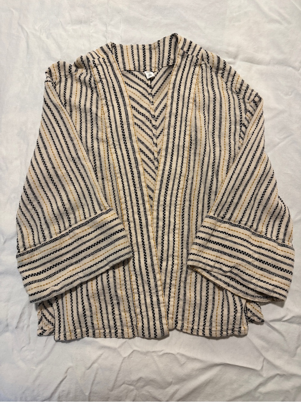 bp Cream and Black Striped Open-Front Kimono Jacket